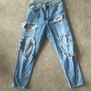 Top shop size 26, high waisted, butterfly, distressed, denim jeans